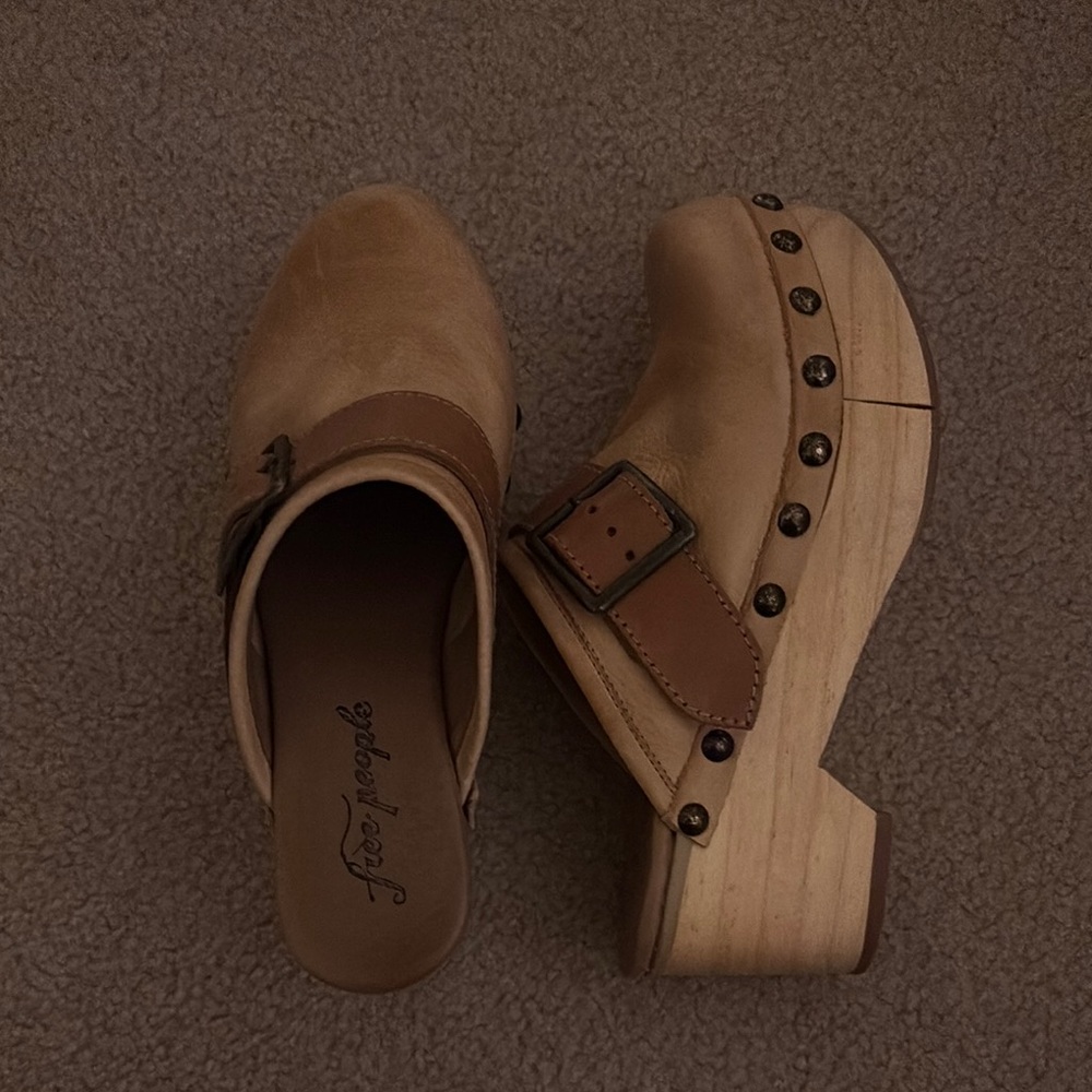 Jeffrey Campbell Brown Leather Mules with Studded Accents